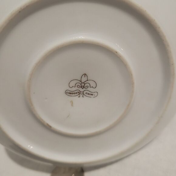 Antique Limoges Porcelain Hat Pin Holder W/ Trinket Dish Gold Trim France Floral - Picture 6 of 12